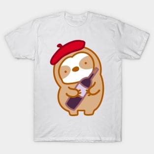 Cute Parisian Wine Sloth T-Shirt